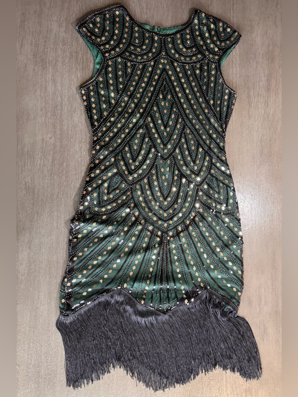 Fully Beaded 1920s Gatsby Vintage Style Flapper Dress MIDI Fitted XXL - Picture 2 of 12